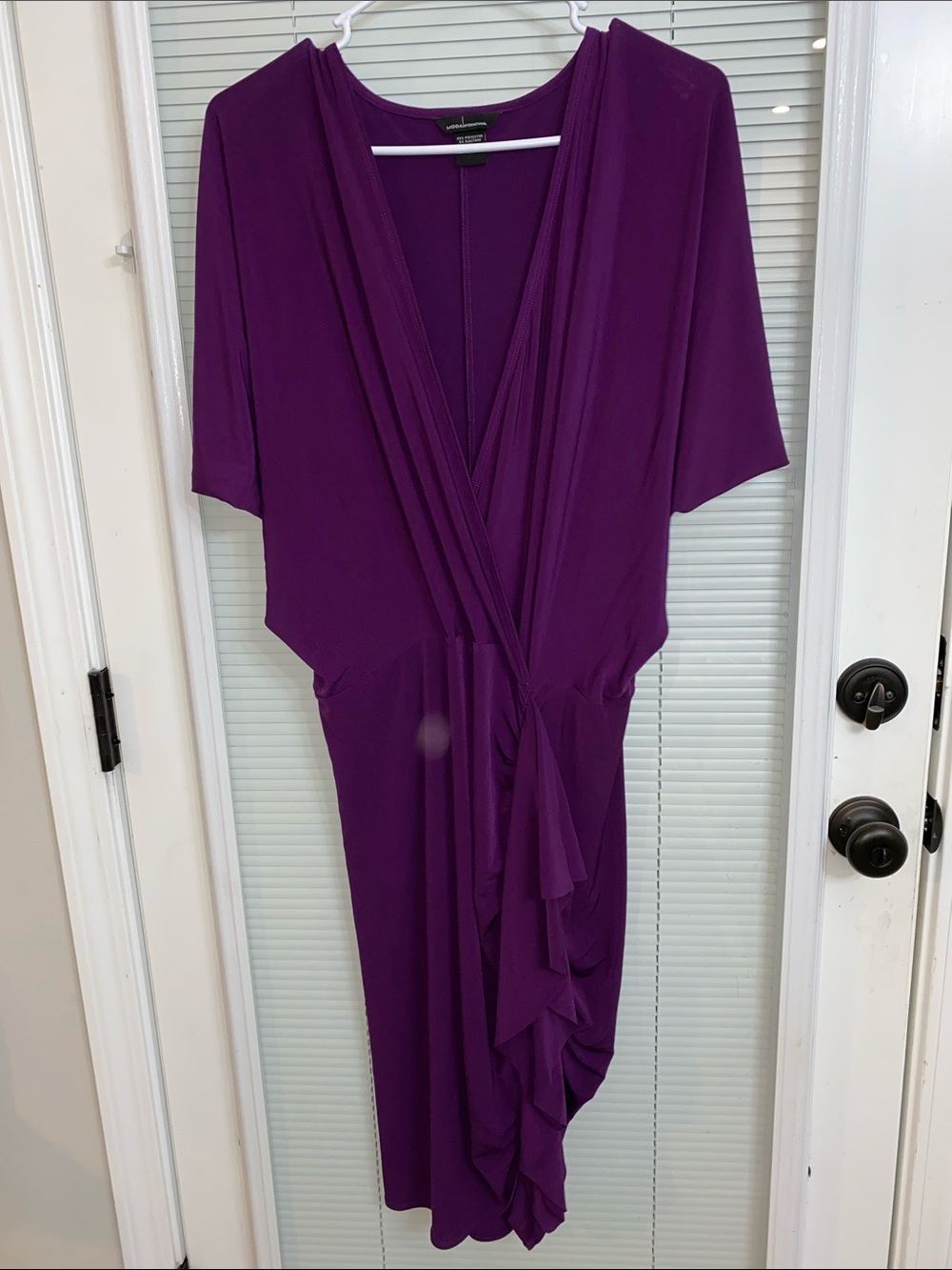 Moda International Deep Purple Wrap-Front Midi Dress